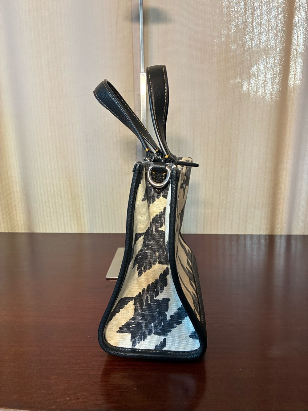 Coach Dempsey Black & White Printed Canvas Tote - Picture 4 of 7